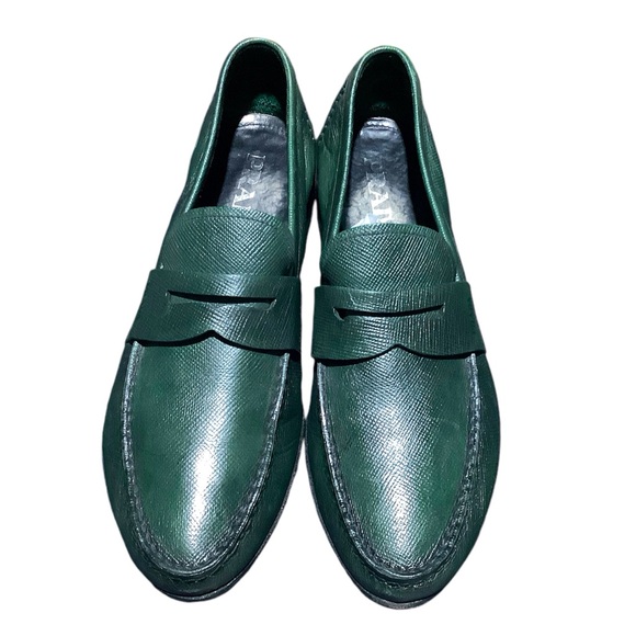 PRADA Men's Saffiano Leather Classic Loafers in Green (Ultralux) - Picture 1 of 5